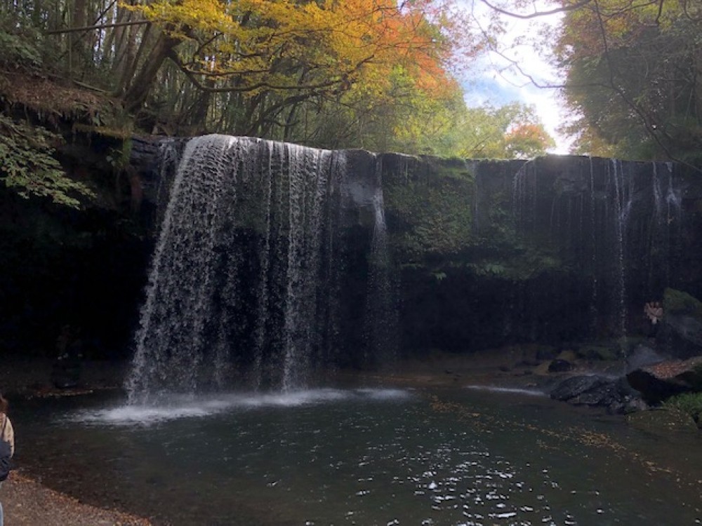 鍋ケ滝と紅葉 - お茶のCMにも使われた熊本県小国にあるマイナスイオンたっぷりの滝 -  - 